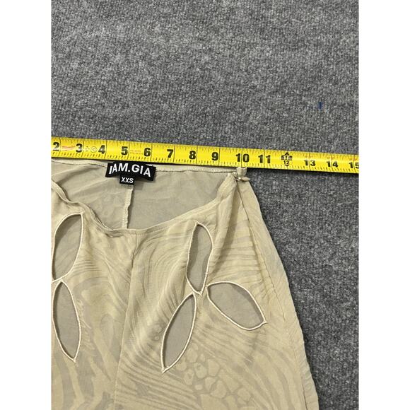 I. AM.GIA Amina Mesh Velvet Burnout Cut Out Low Rise Flare Groovy Pants 2XS Y2K - Picture 11 of 15